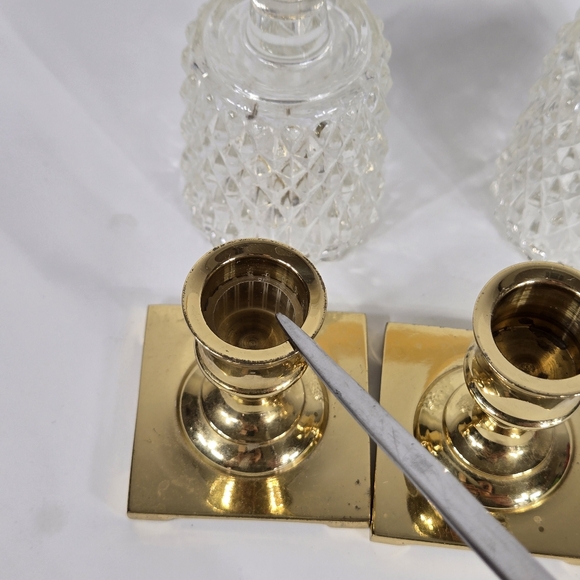 Vintage Quilted Diamond Partylite Votive Candle Holder Glass Sconce PAIR MCM - Picture 10 of 17